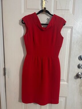 Oscar de la Renta Red Cowl Neck Sheath Dress